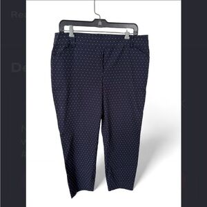 Reitmans dark navy blue Pants with colourful Dots